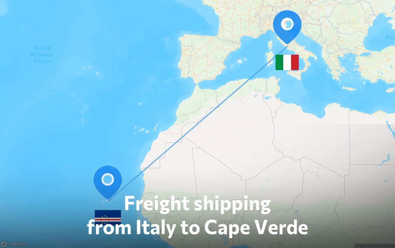 Shipping route from Italy to Cape Verde