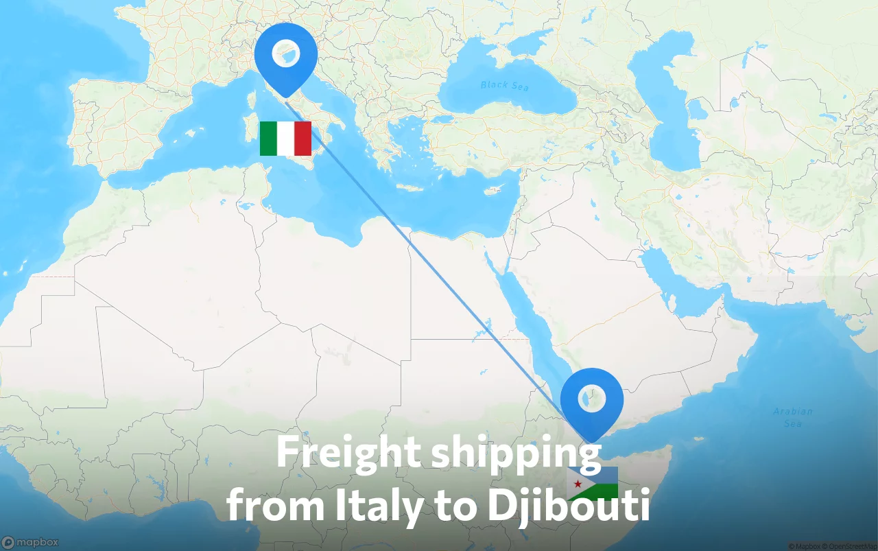 Shipping route from Italy to Djibouti
