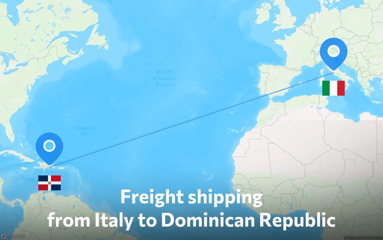 Shipping route from Italy to Dominican Republic