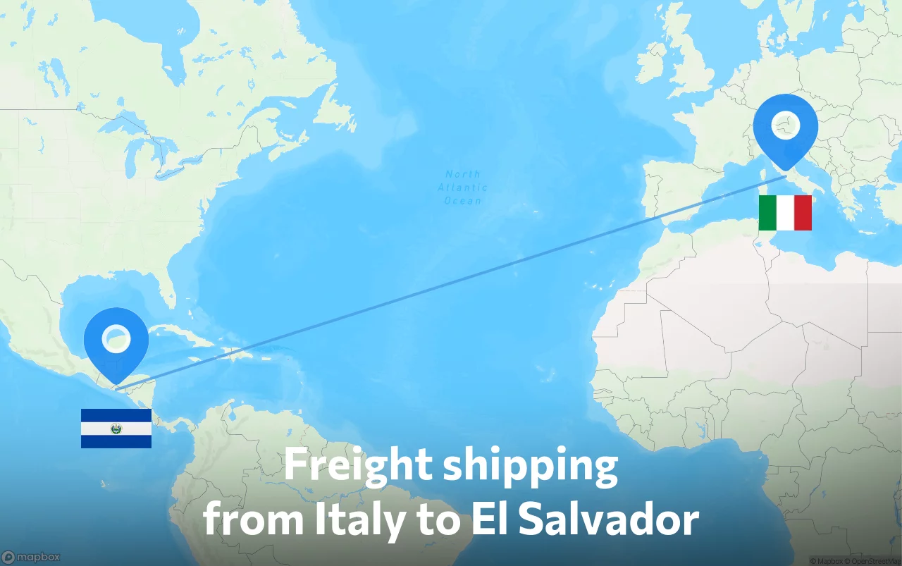 Shipping route from Italy to El Salvador