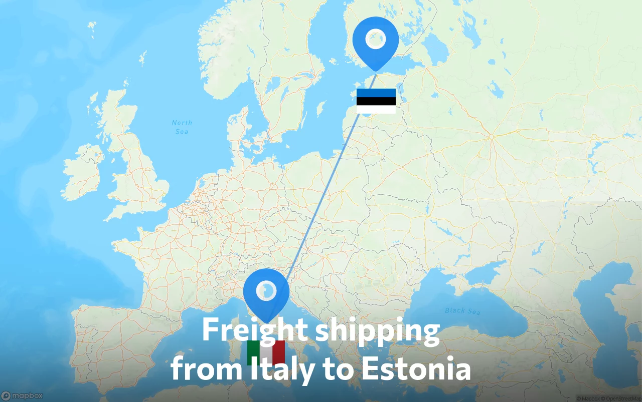 Shipping route from Italy to Estonia