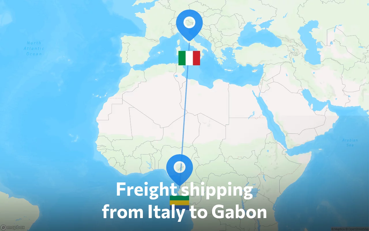 Shipping route from Italy to Gabon