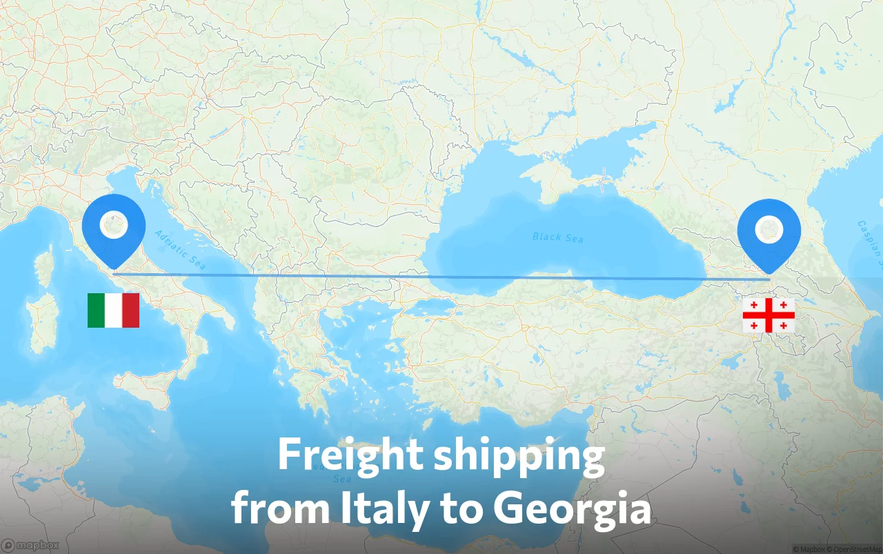 Shipping route from Italy to Georgia