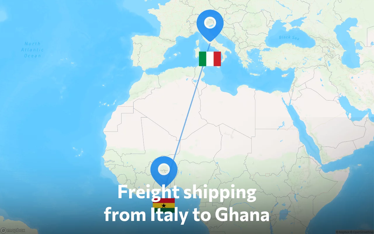 Shipping route from Italy to Ghana