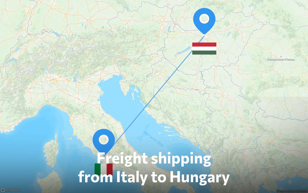 Shipping route from Italy to Hungary