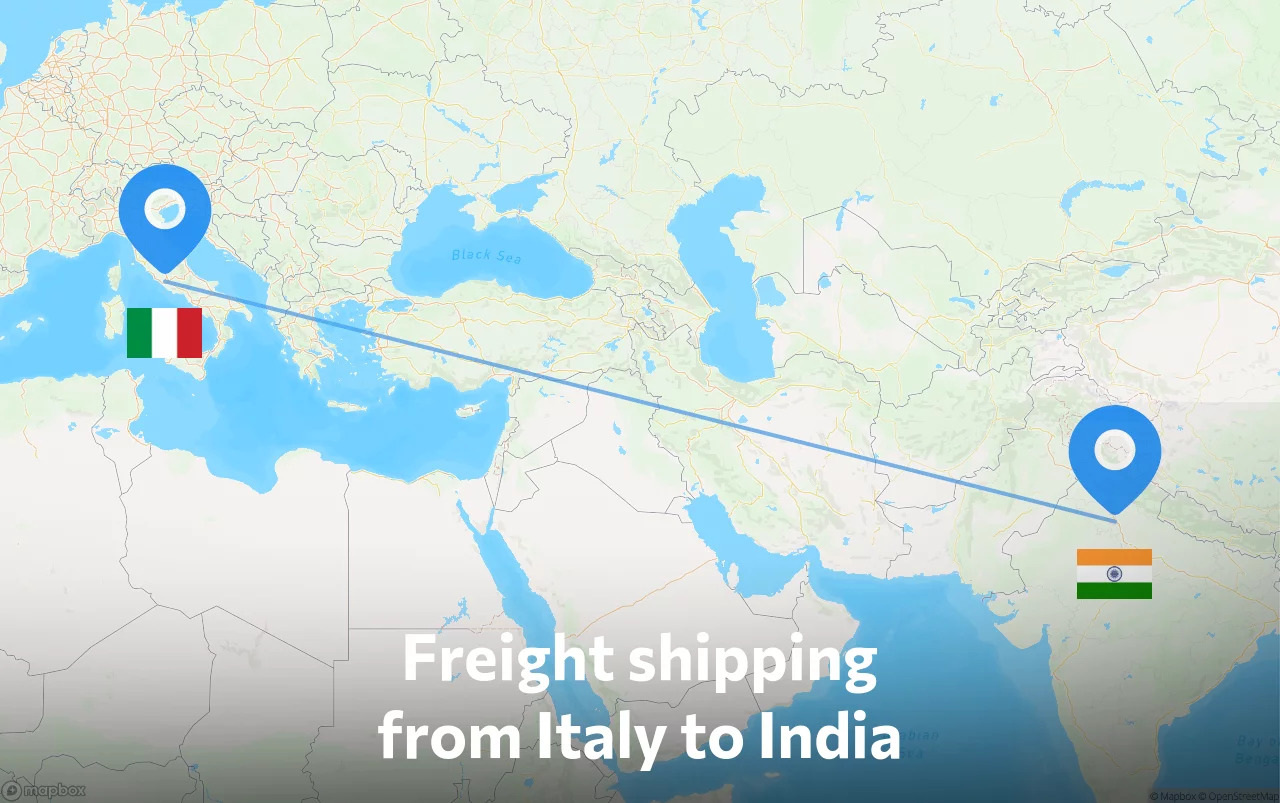 Shipping route from Italy to India