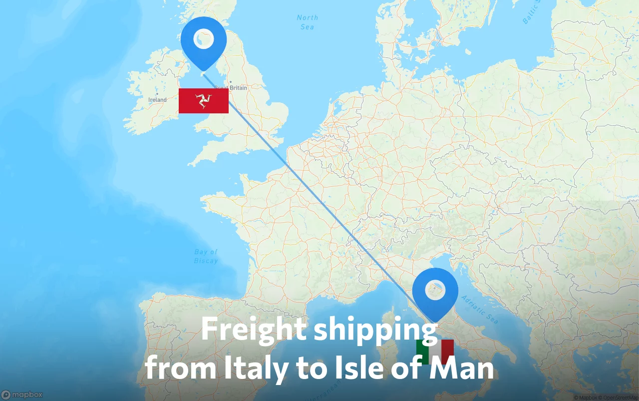 Shipping route from Italy to Isle of Man