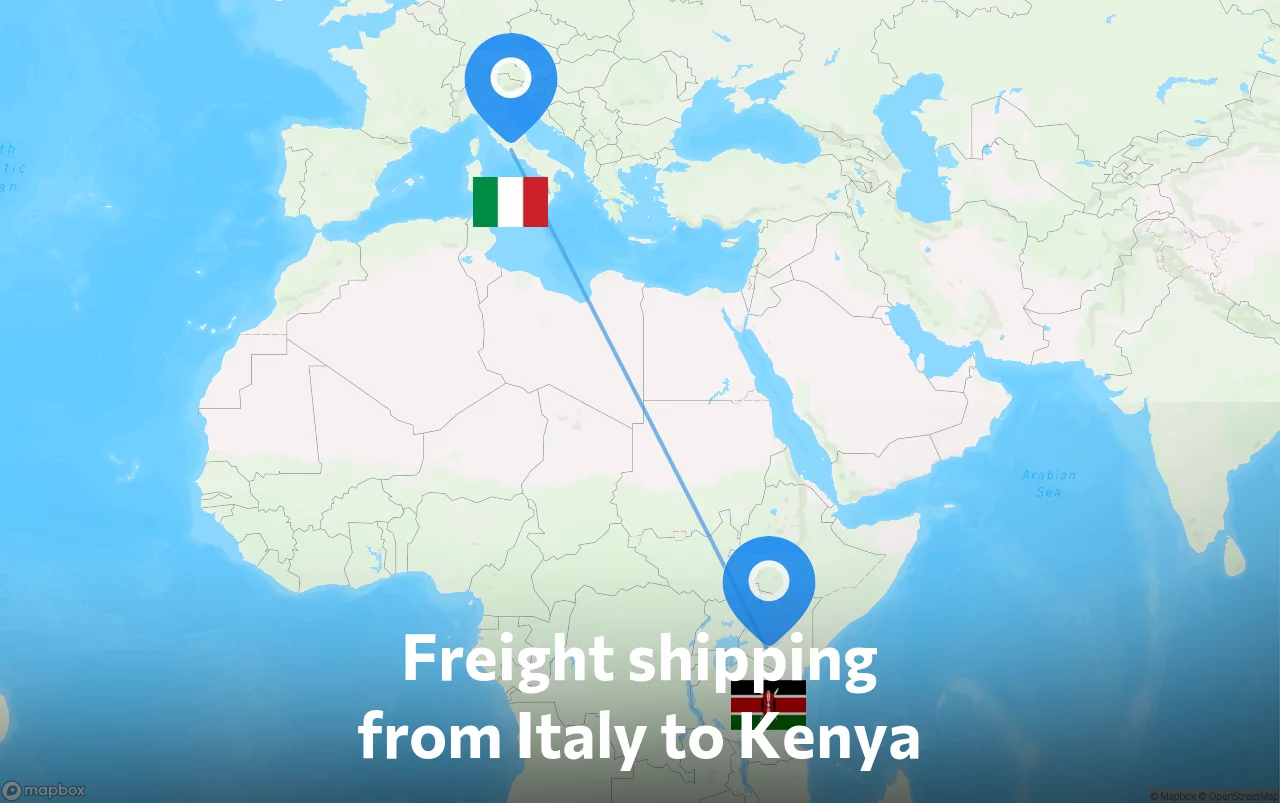 Shipping route from Italy to Kenya
