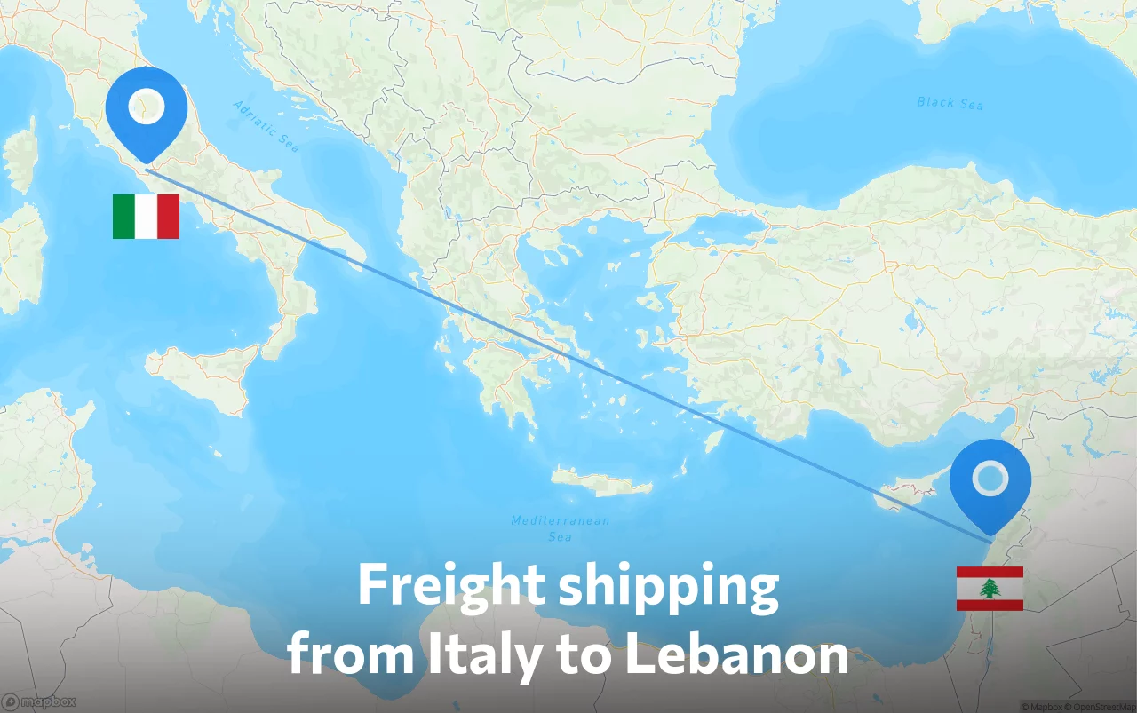 Shipping route from Italy to Lebanon