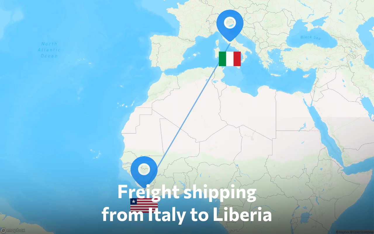 Shipping route from Italy to Liberia