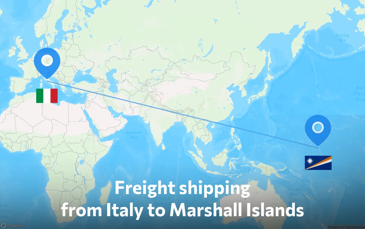 Shipping route from Italy to Marshall Islands