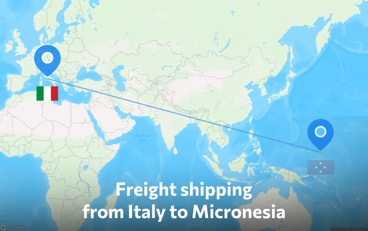 Shipping route from Italy to Micronesia