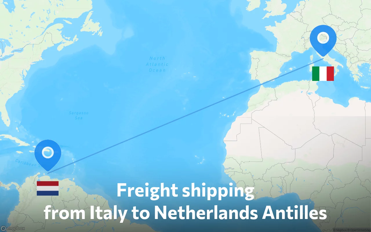 Shipping route from Italy to Netherlands Antilles