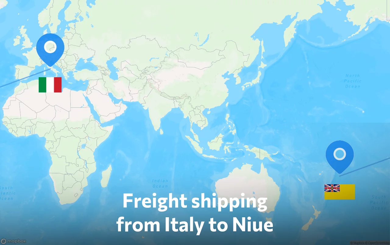 Shipping route from Italy to Niue