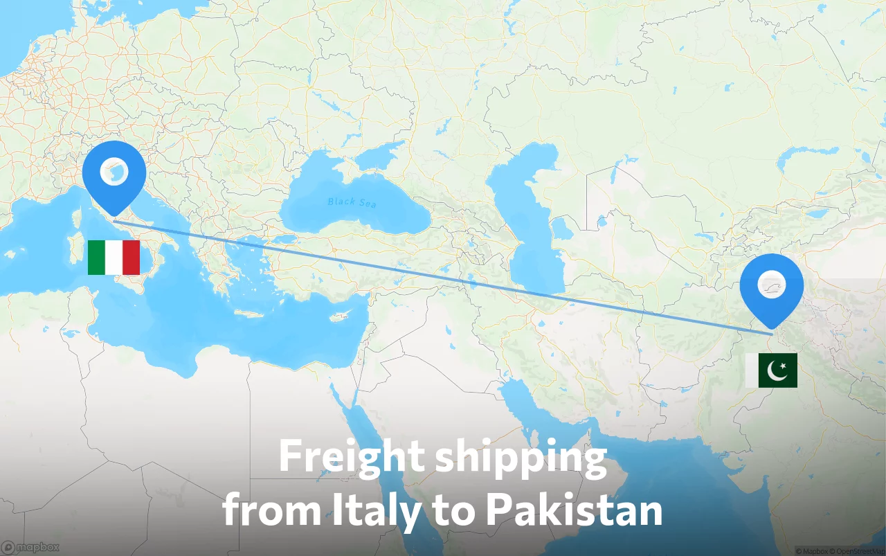 Shipping route from Italy to Pakistan