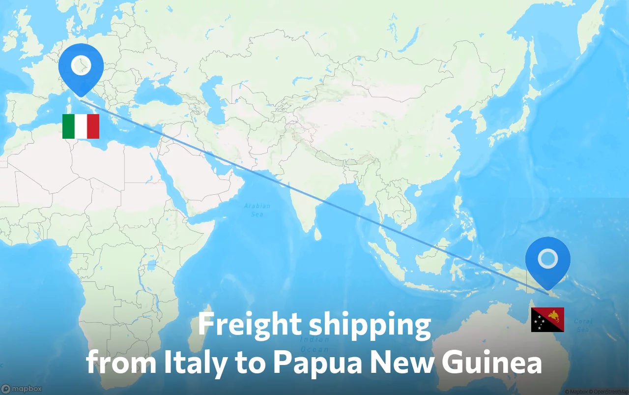 Shipping route from Italy to Papua New Guinea