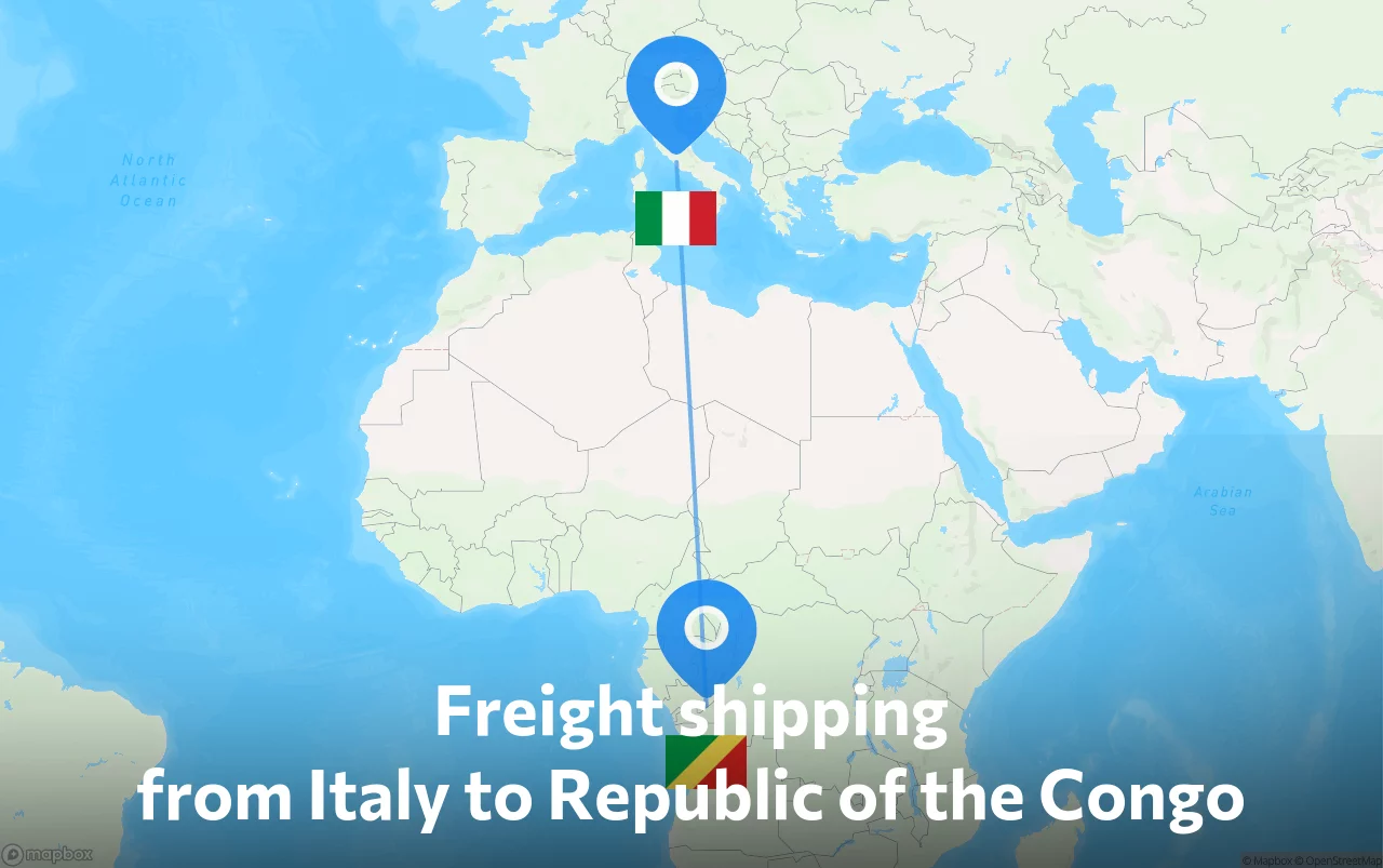 Shipping route from Italy to Republic of the Congo