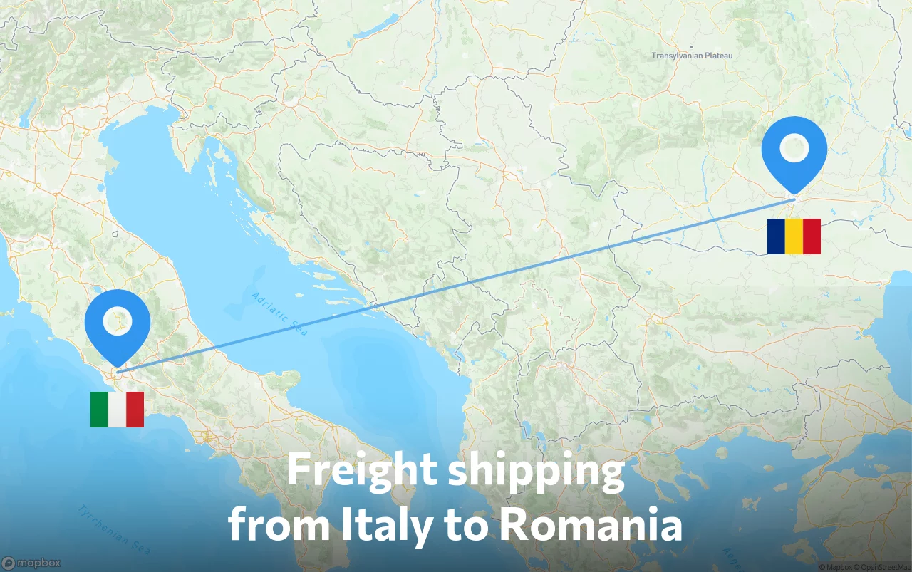 Shipping route from Italy to Romania
