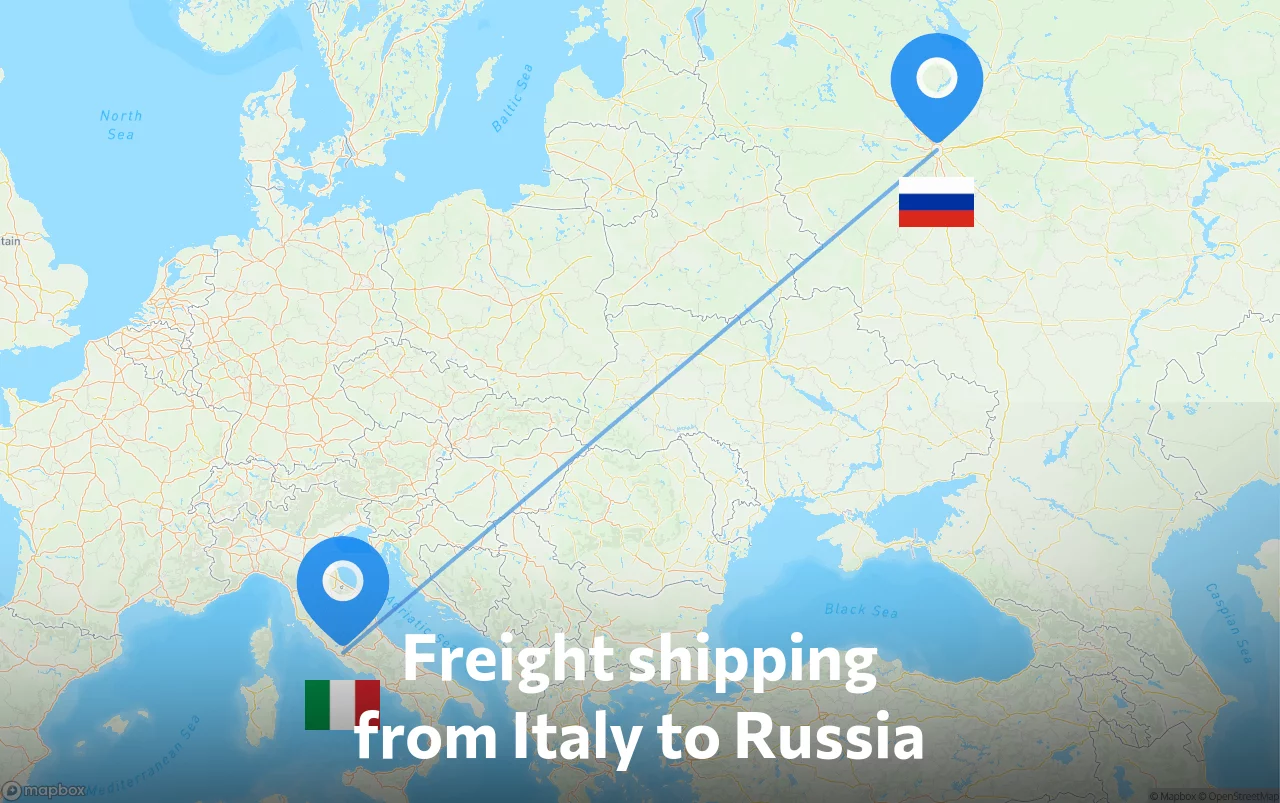 Shipping route from Italy to Russia