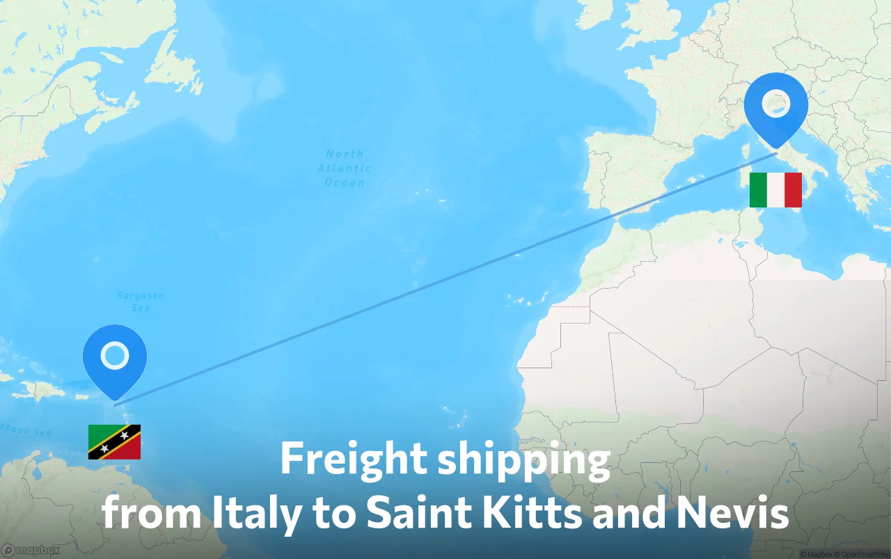 Shipping route from Italy to Saint Kitts and Nevis