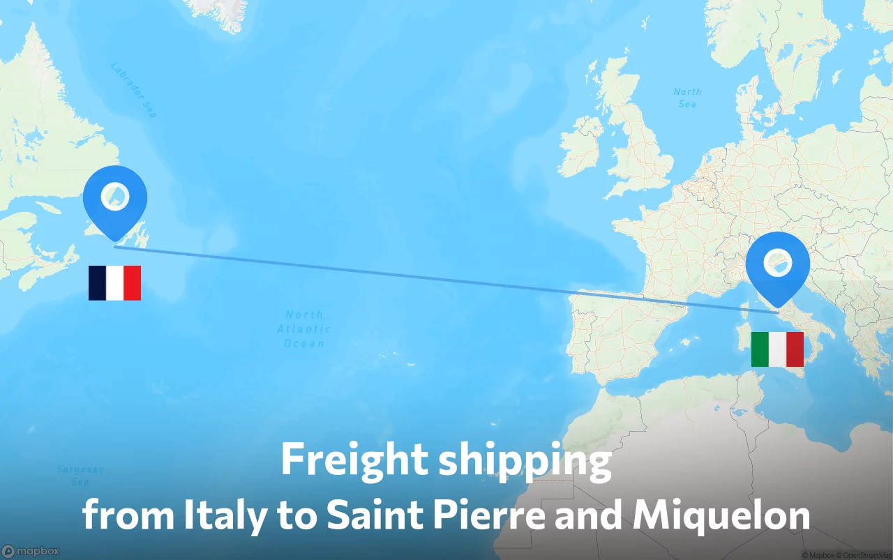 Shipping route from Italy to Saint Pierre and Miquelon