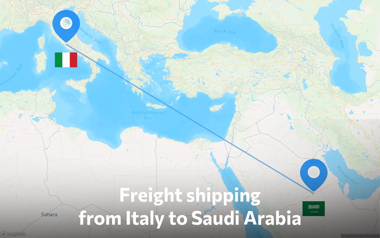 Shipping route from Italy to Saudi Arabia