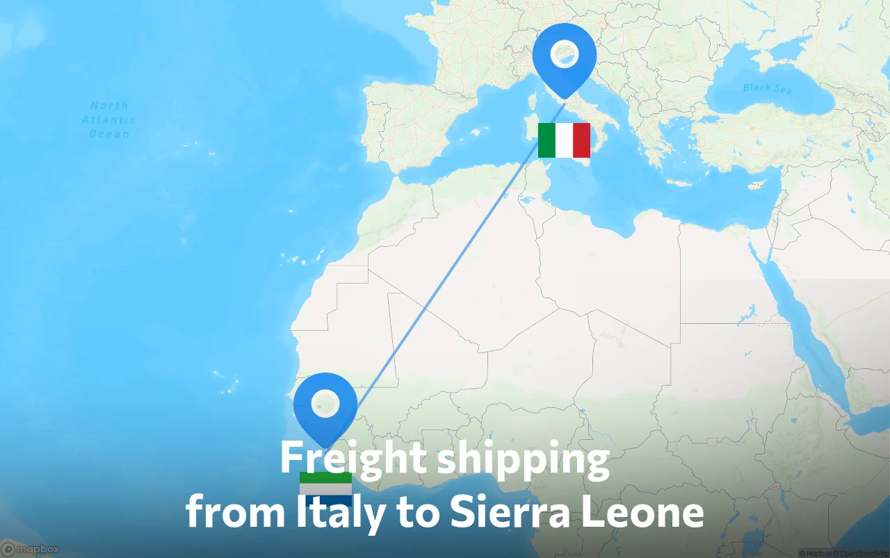 Shipping route from Italy to Sierra Leone