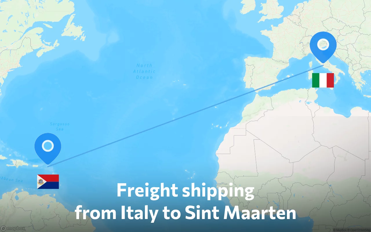 Shipping route from Italy to Sint Maarten