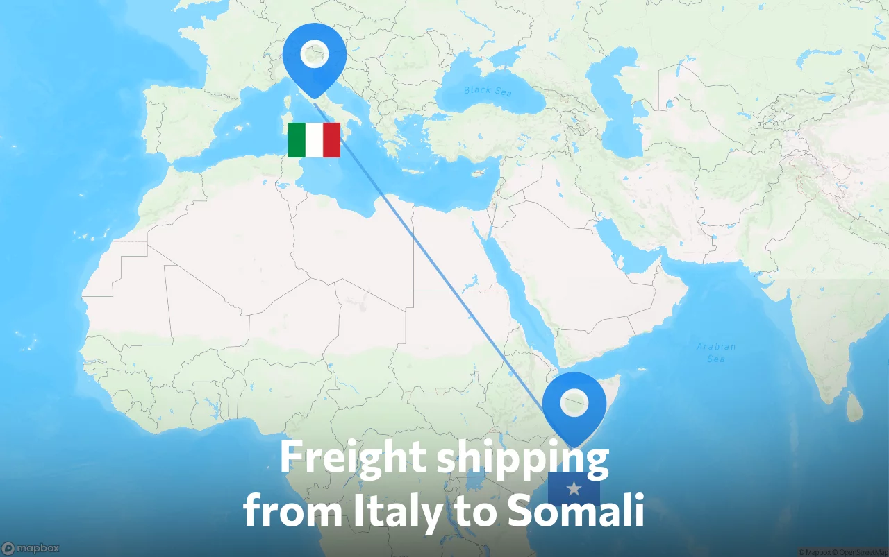 Shipping route from Italy to Somali