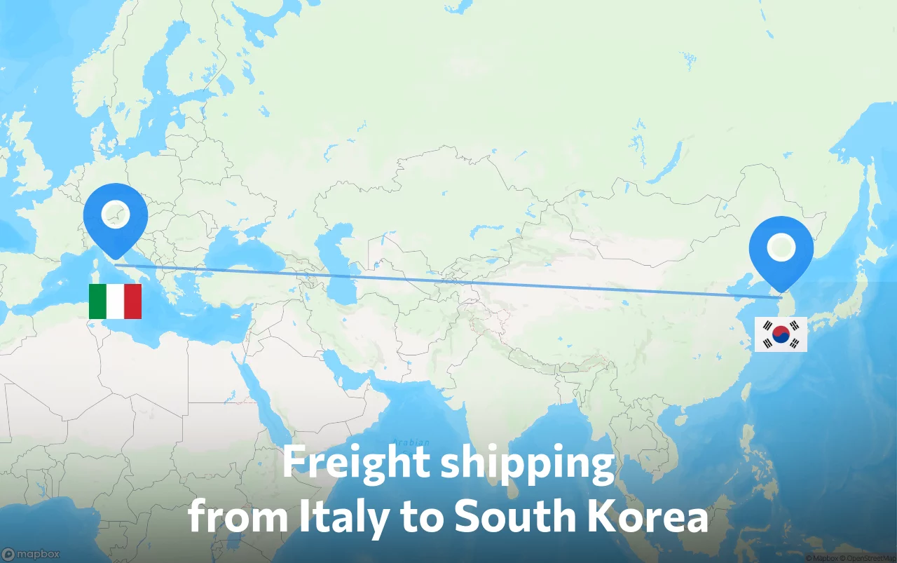 Shipping route from Italy to South Korea