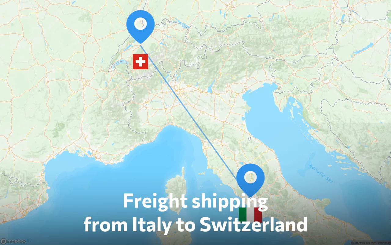 Shipping route from Italy to Switzerland