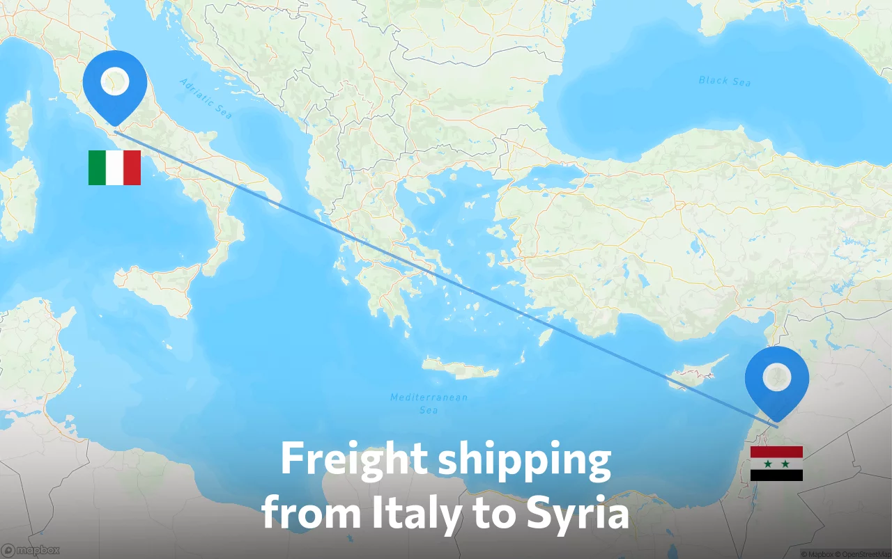 Shipping route from Italy to Syria