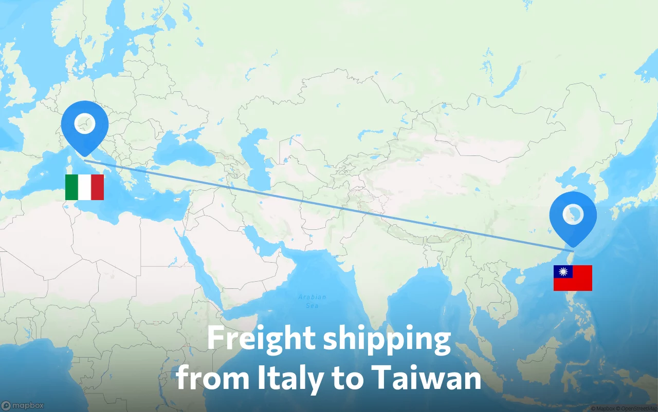Shipping route from Italy to Taiwan