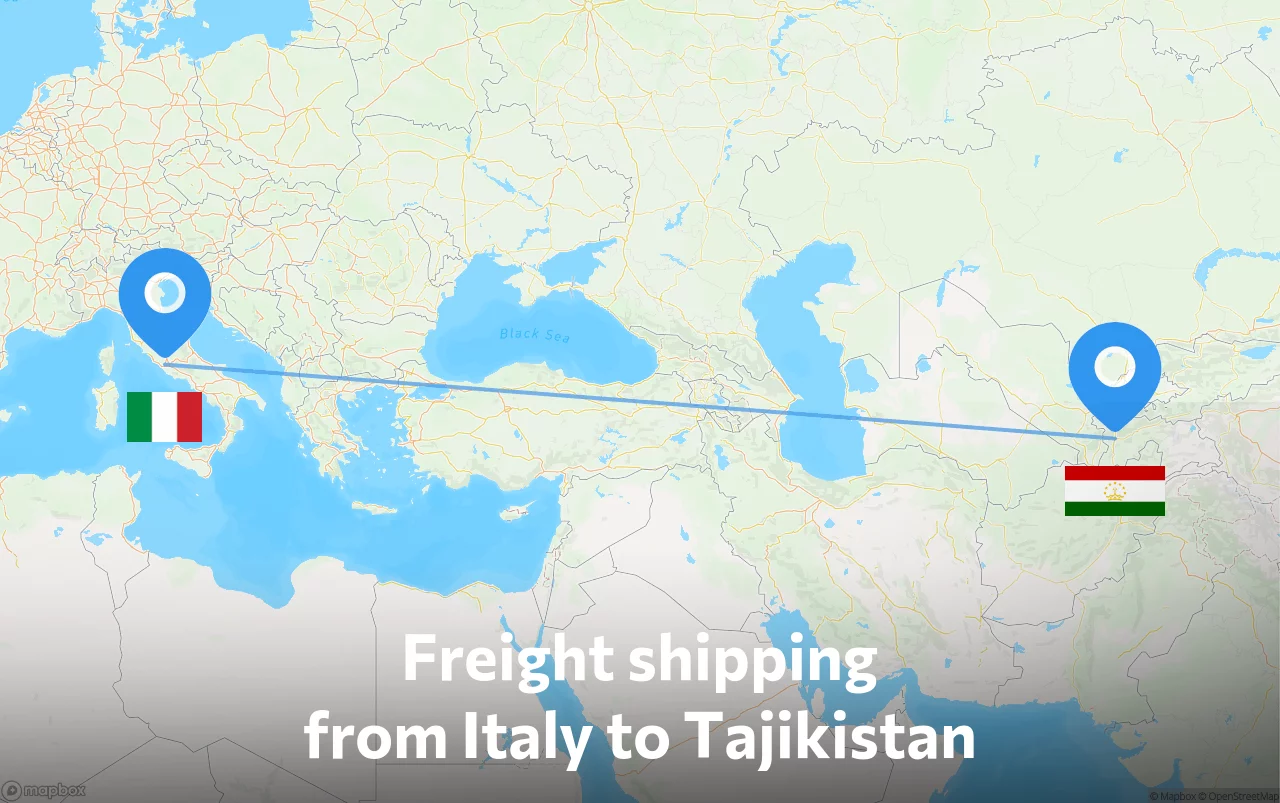 Shipping route from Italy to Tajikistan
