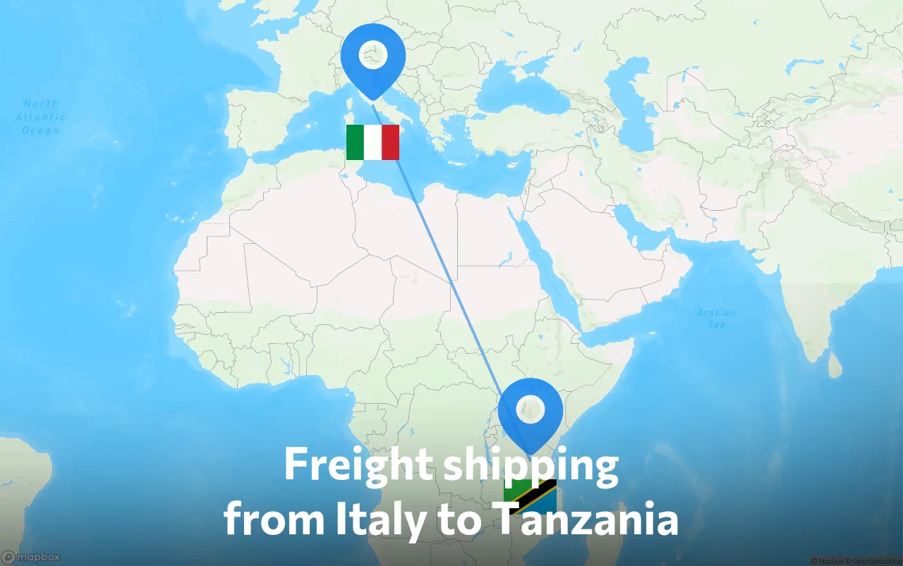 Shipping route from Italy to Tanzania