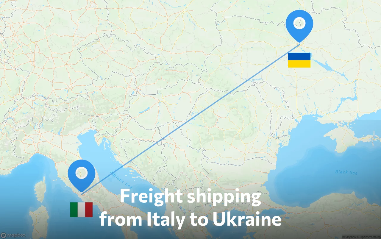 Shipping route from Italy to Ukraine