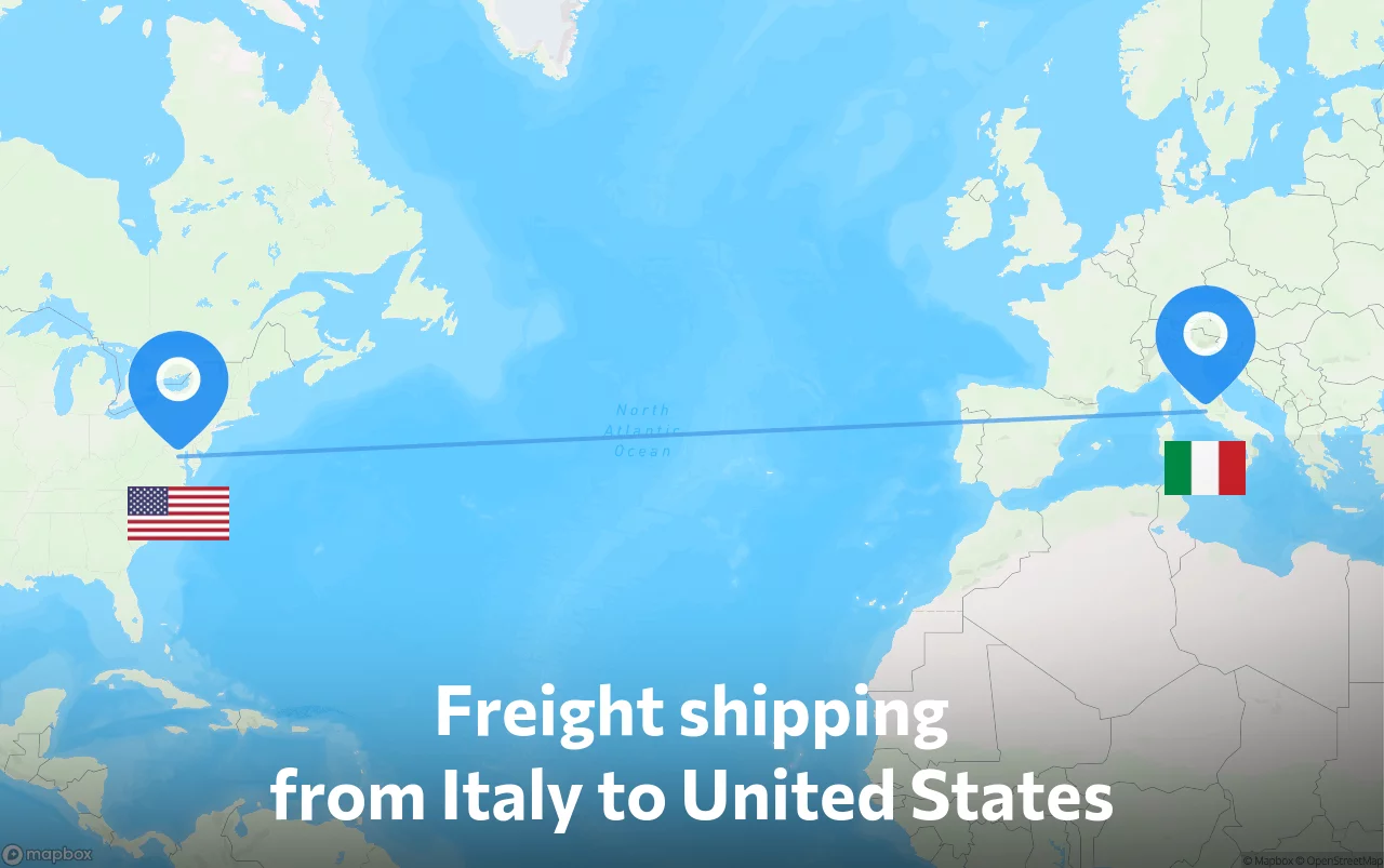 Shipping route from Italy to United States