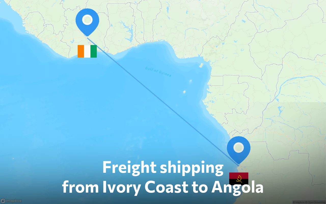 Shipping route from Ivory Coast to Angola
