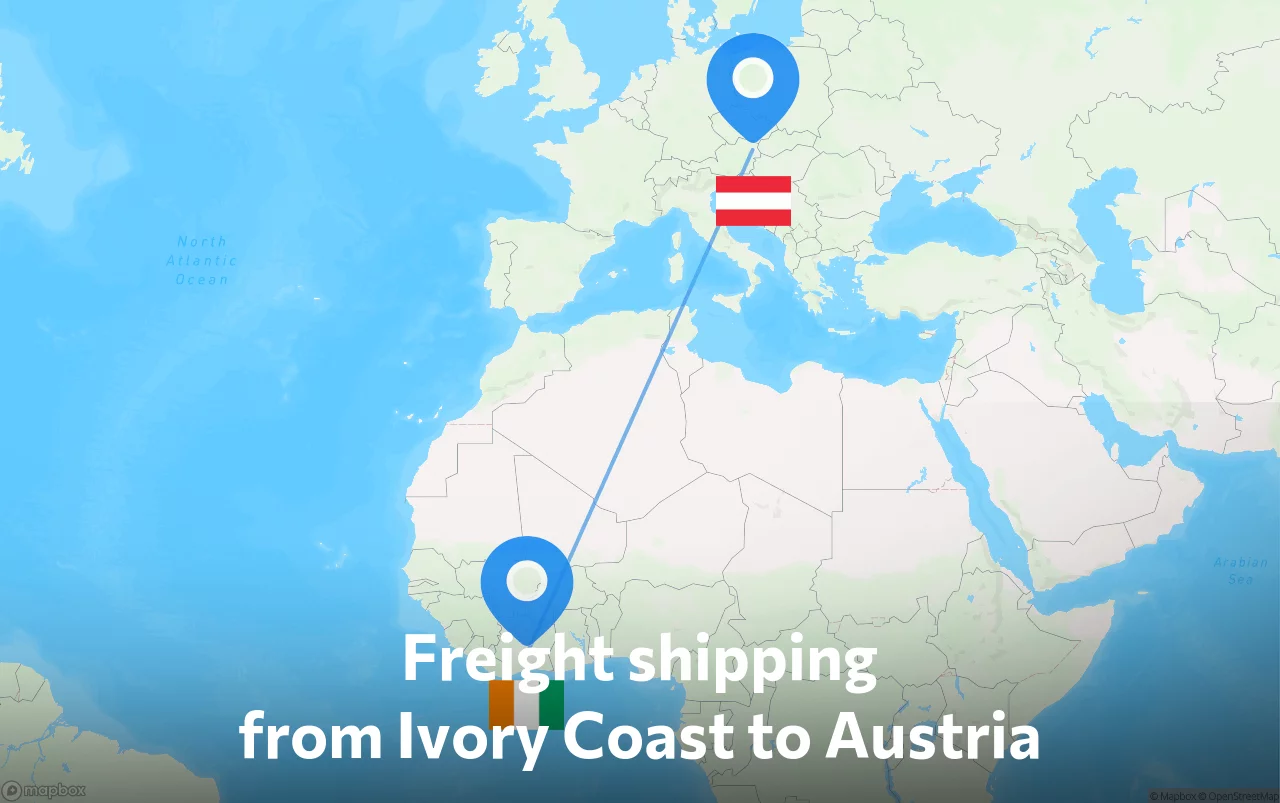 Shipping route from Ivory Coast to Austria