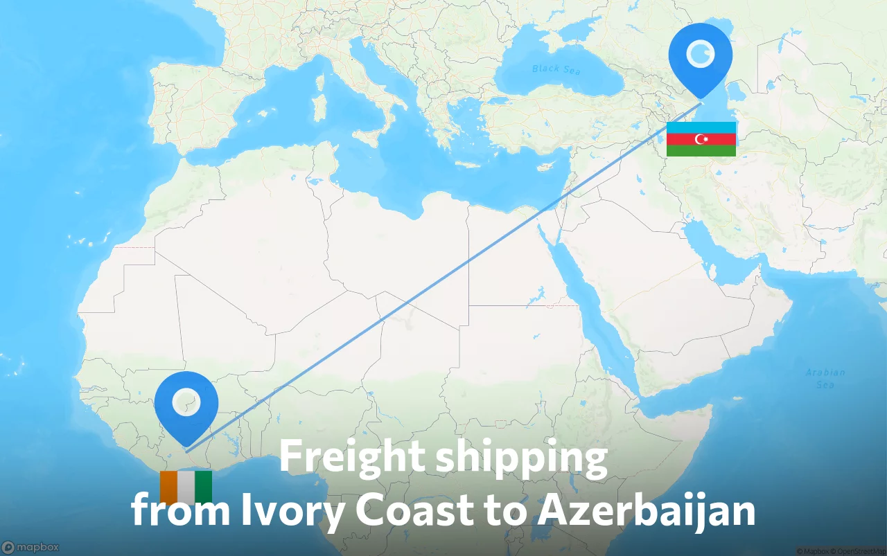 Shipping route from Ivory Coast to Azerbaijan