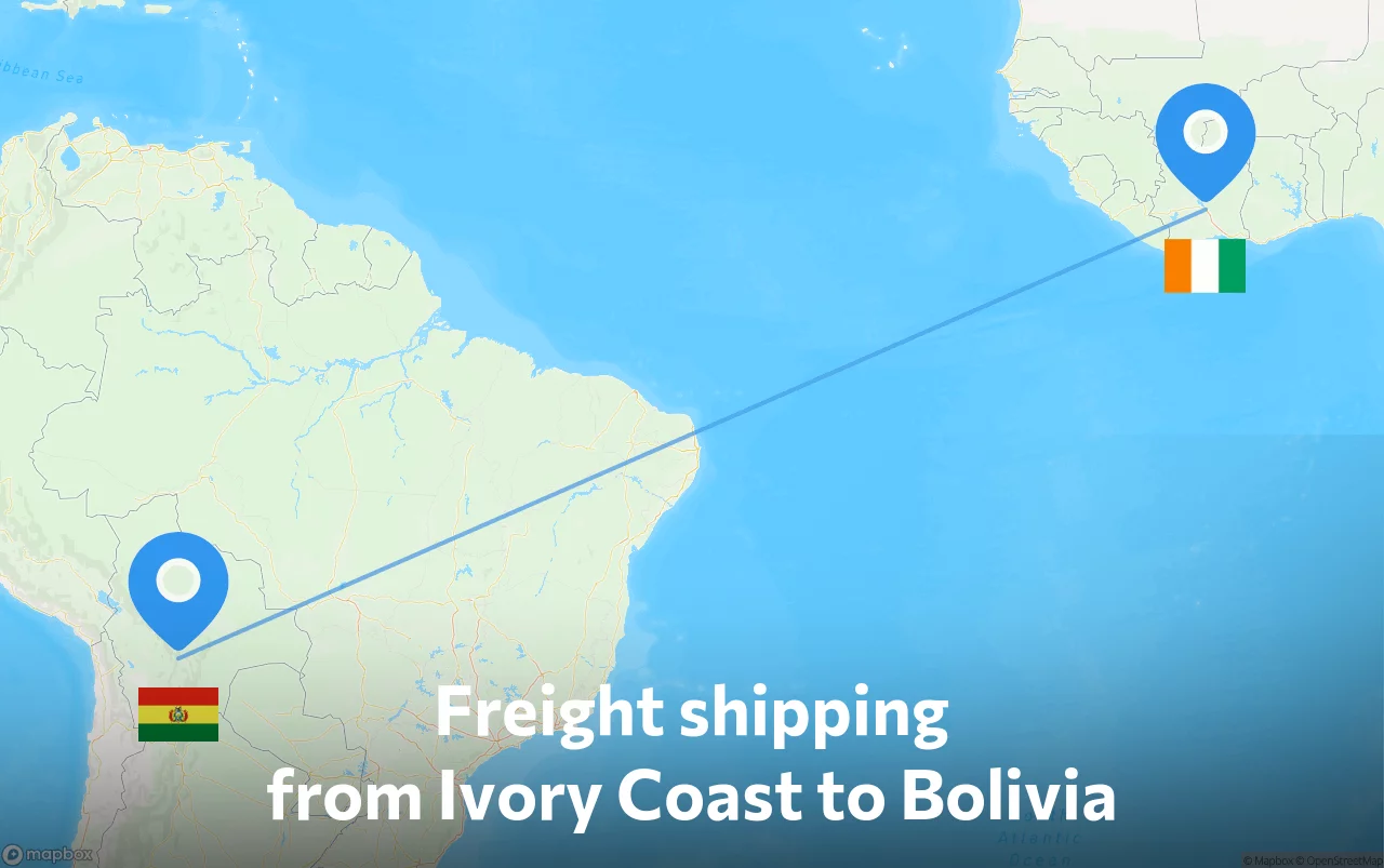 Shipping route from Ivory Coast to Bolivia