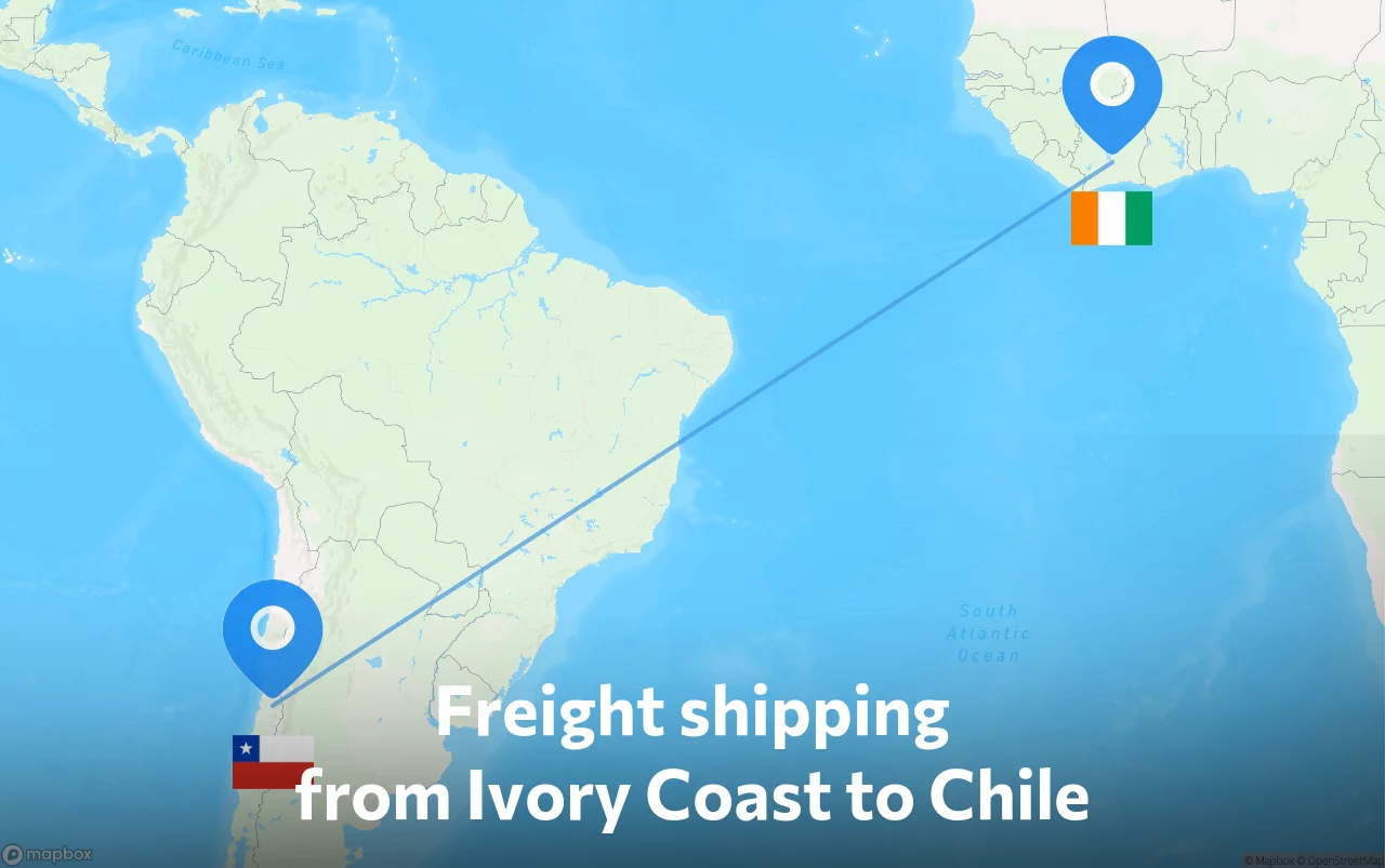 Shipping route from Ivory Coast to Chile