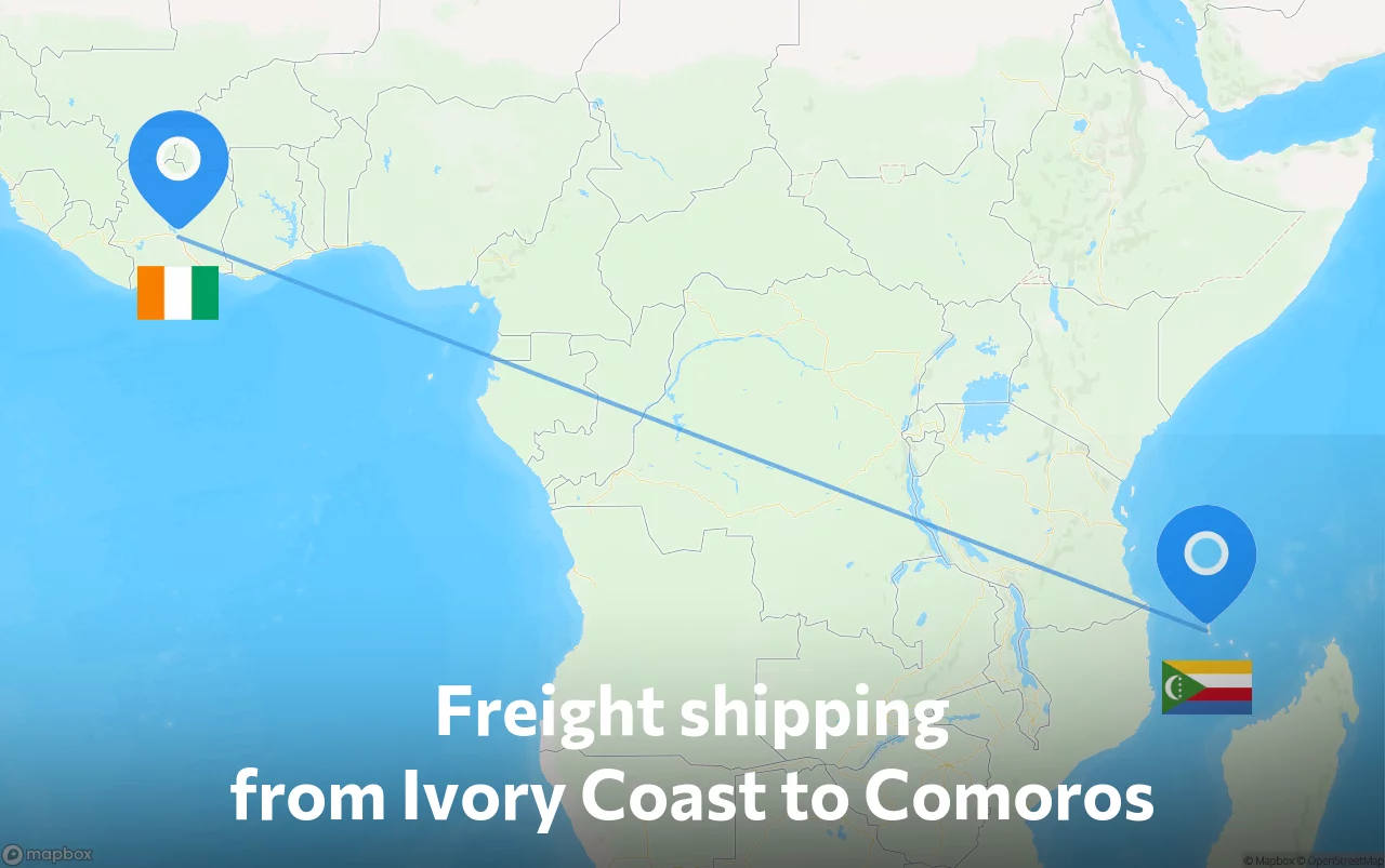 Shipping route from Ivory Coast to Comoros