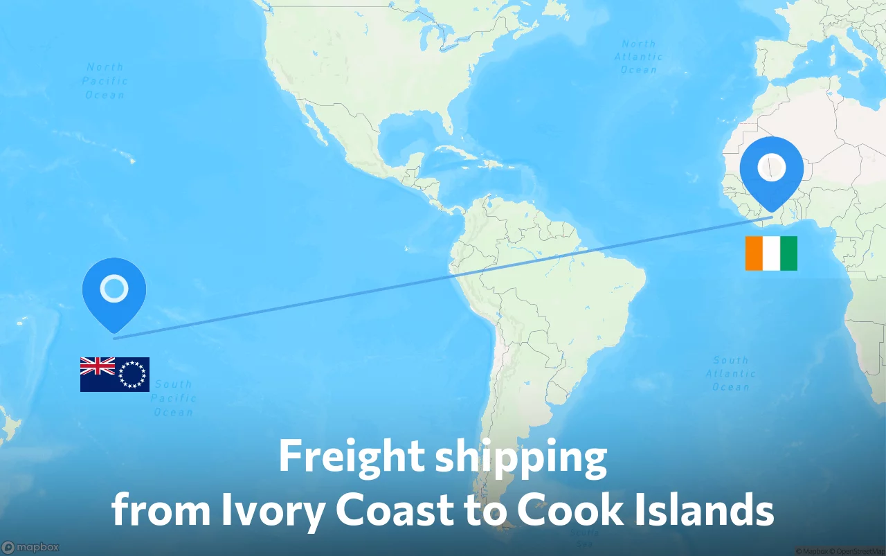Shipping route from Ivory Coast to Cook Islands