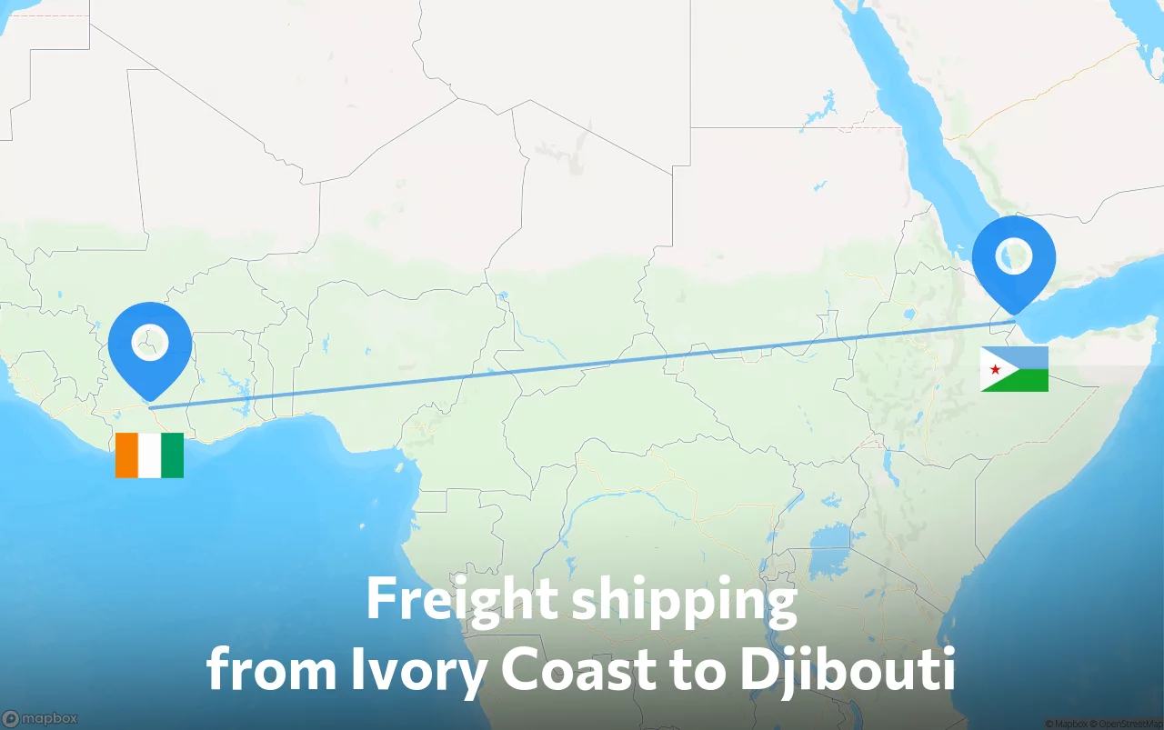 Shipping route from Ivory Coast to Djibouti