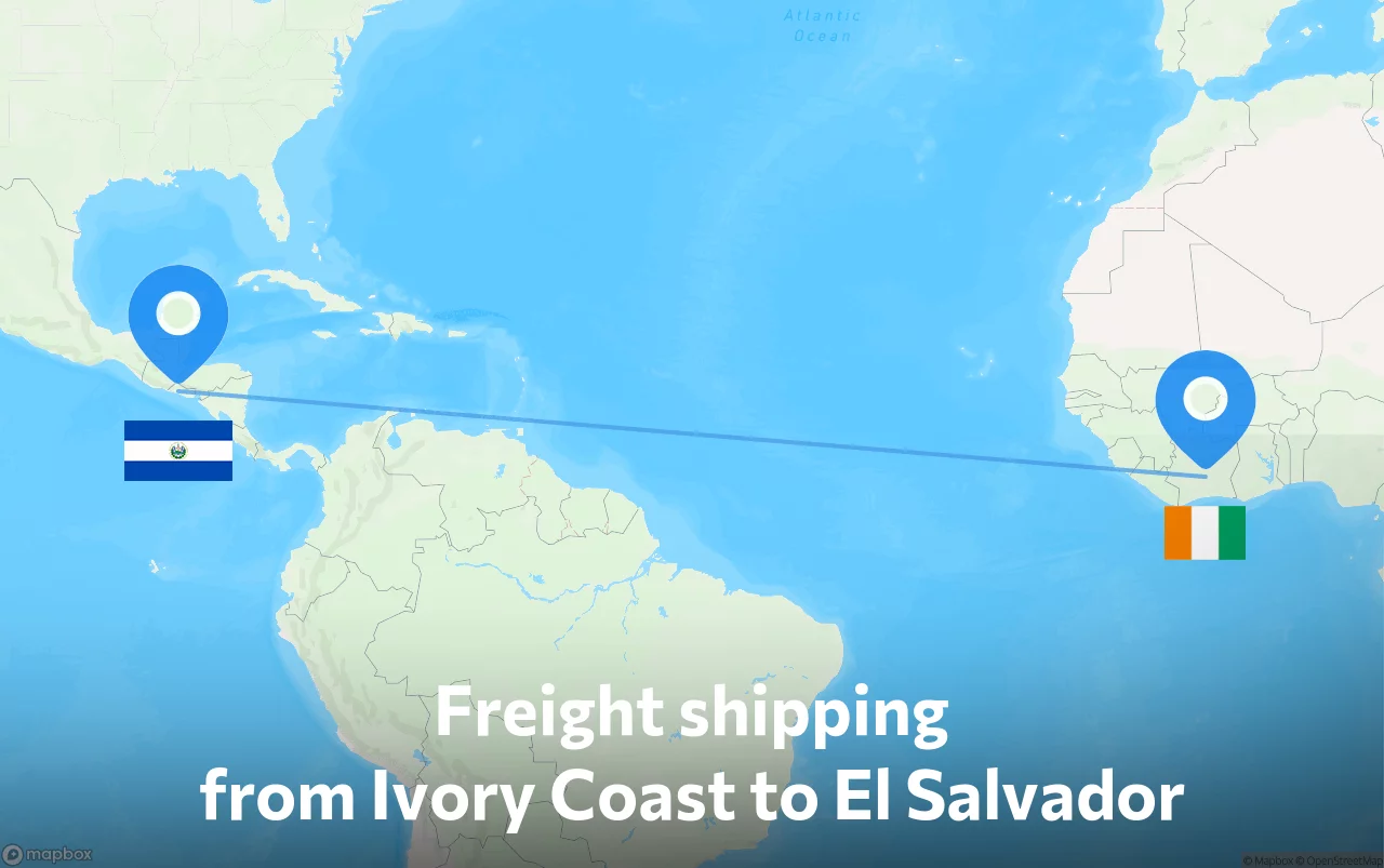 Shipping route from Ivory Coast to El Salvador
