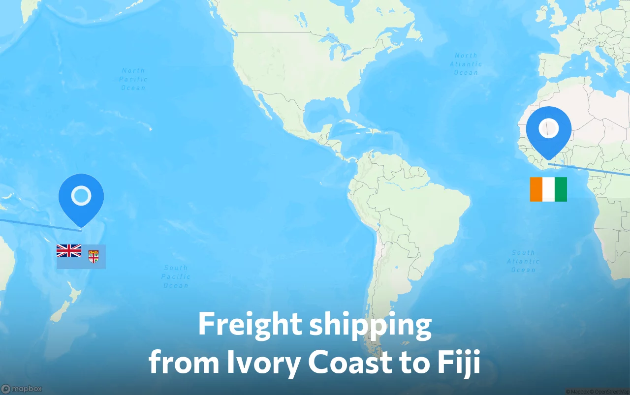 Shipping route from Ivory Coast to Fiji