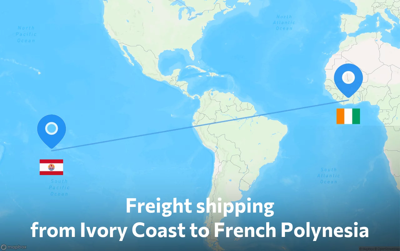 Shipping route from Ivory Coast to French Polynesia