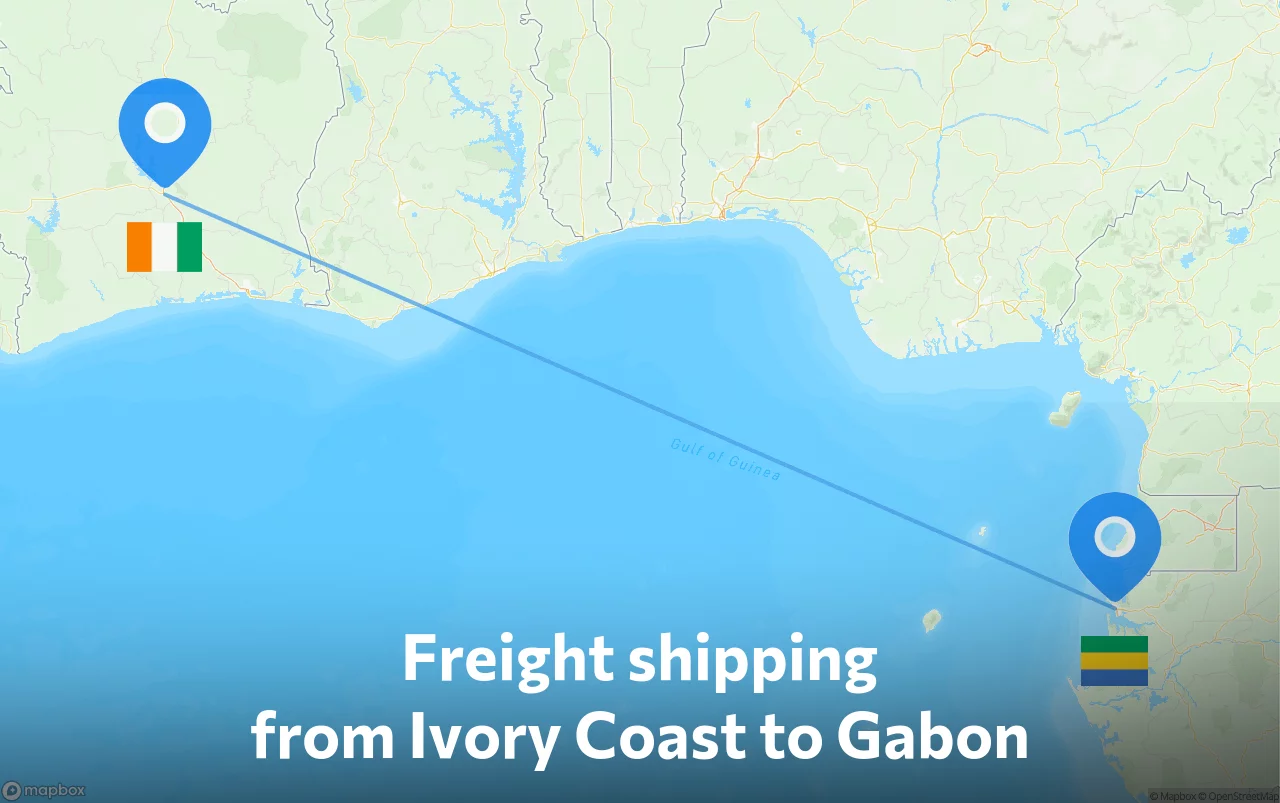 Shipping route from Ivory Coast to Gabon