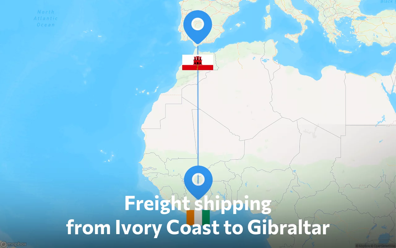 Shipping route from Ivory Coast to Gibraltar